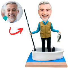 Fishing Man Standing in Boat Custom Bobbleheads
