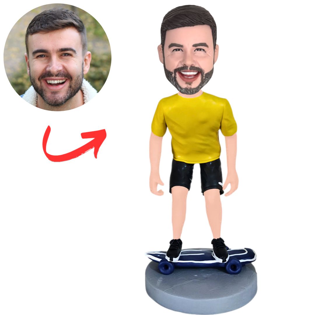 Happy Man on Skateboard Custom Bobbleheads