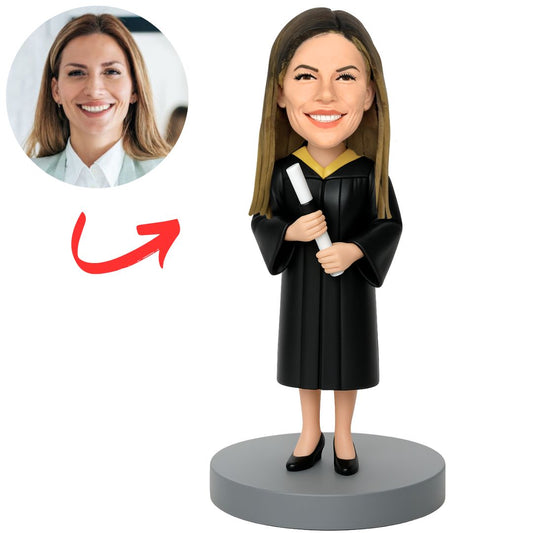 Custom Girl Holding Graduation Certificate Bobbleheads