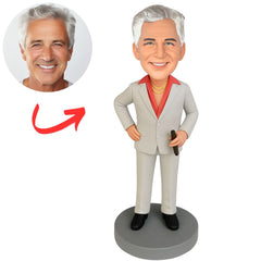 Man with Gold Chain Smoking Cigar Custom Humorous Bobbleheads