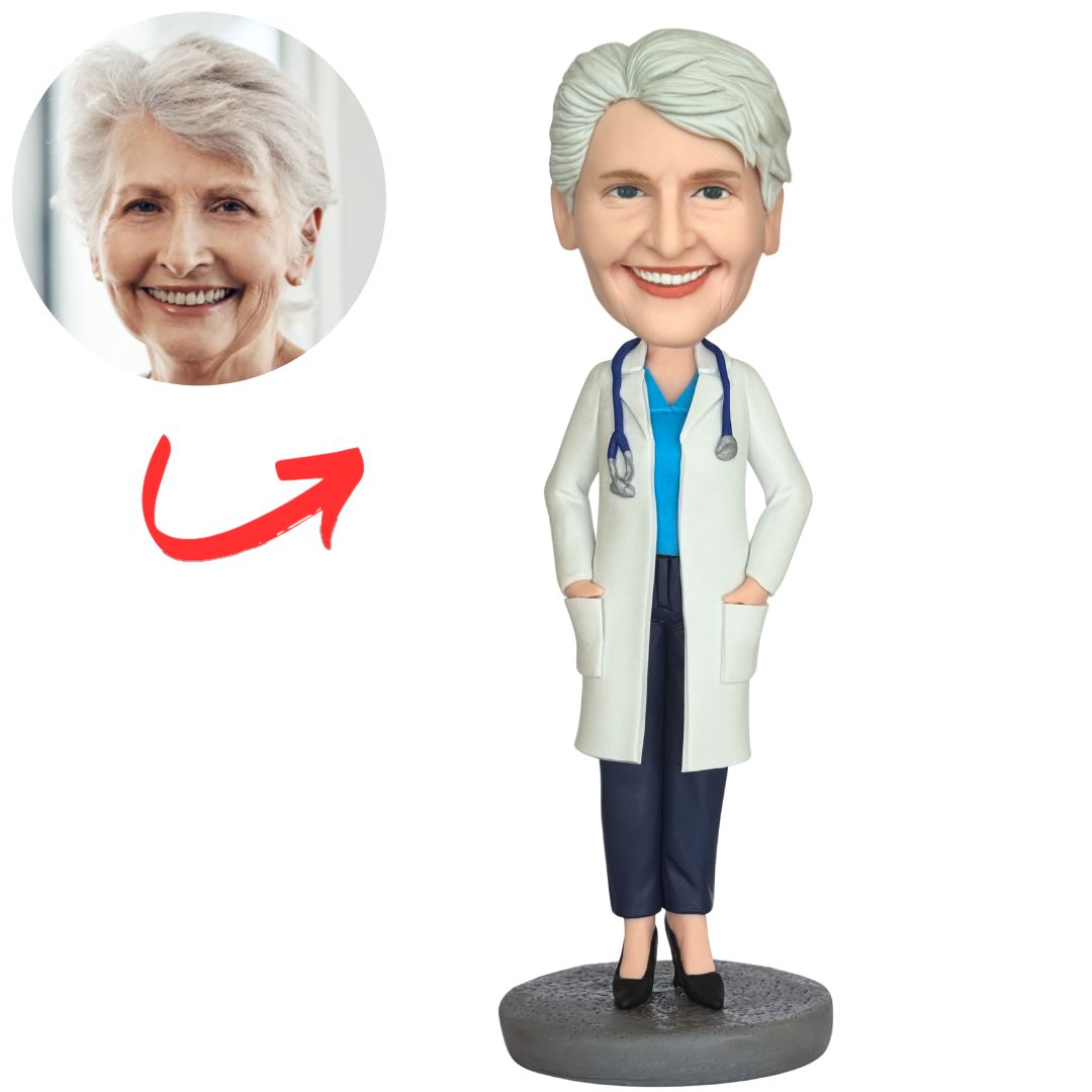 Female Doctor with Stethoscope Custom Bobbleheads
