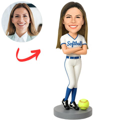 Custom Bobbleheads Cool Female Softball Player