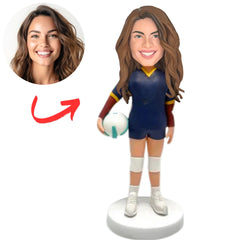 Custom Bobbleheads Blue Suit Female Volleyball Player