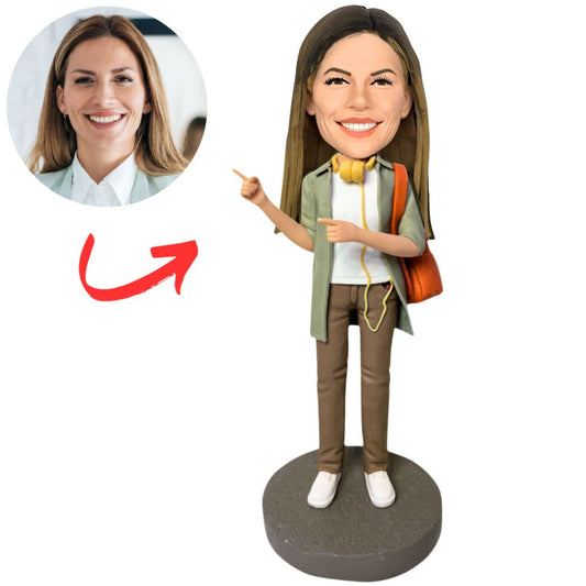 Fashion Girl with Headphones Custom Modern Bobbleheads