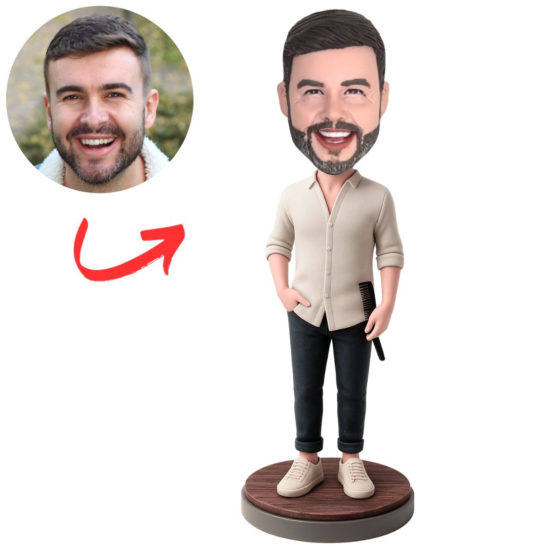 Cool Male Barber Personalized Bobbleheads