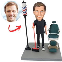 Black Suit Male Barber Personalized Barber Bobbleheads