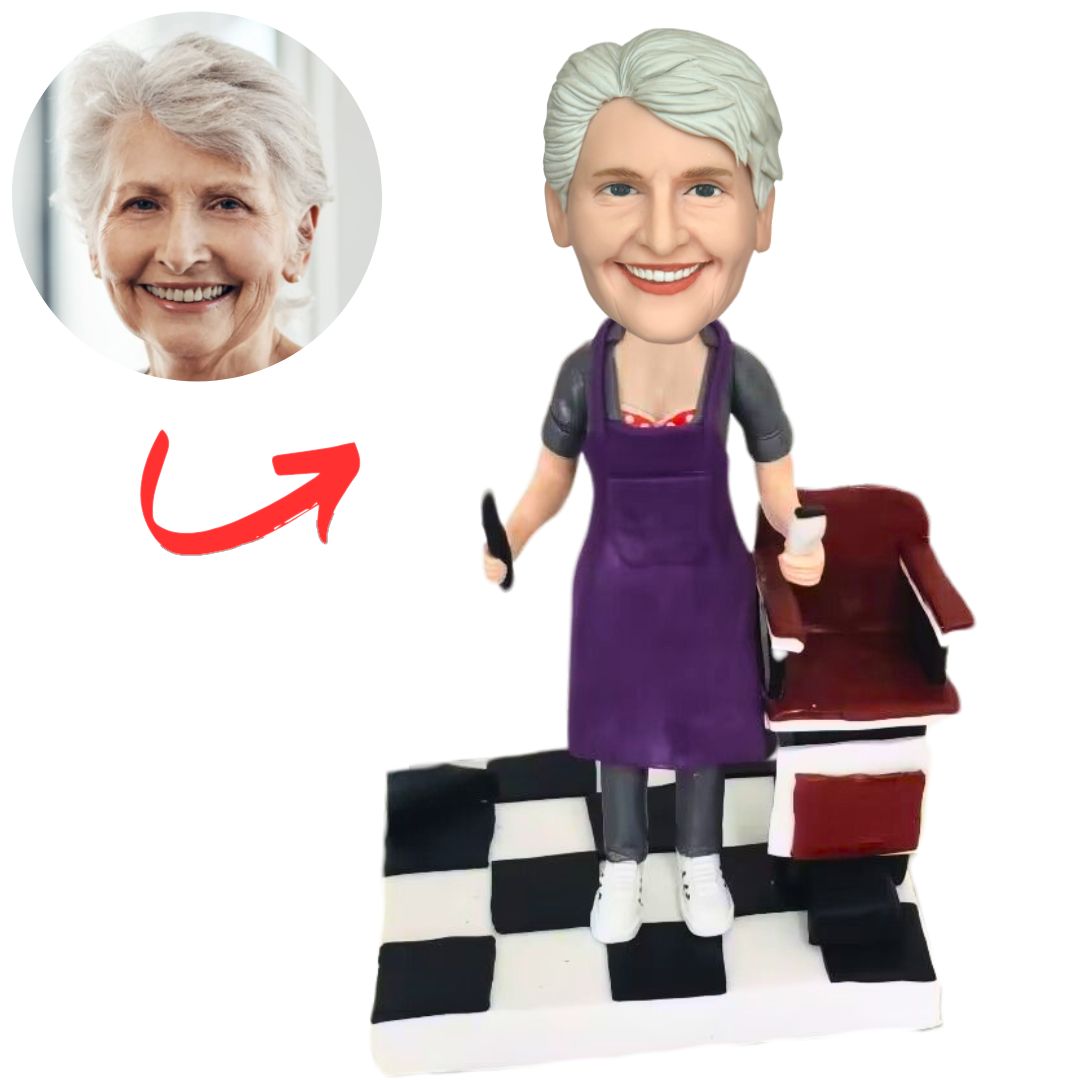 Female Hairstylist Personalized Barber Bobbleheads