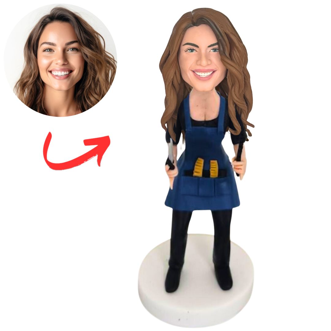 Beautiful Woman Barber Personalized Barber Bobbleheads