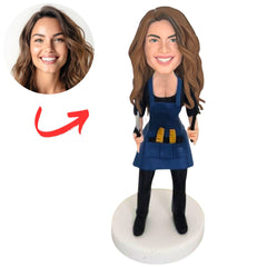 Beautiful Woman Barber Personalized Barber Bobbleheads