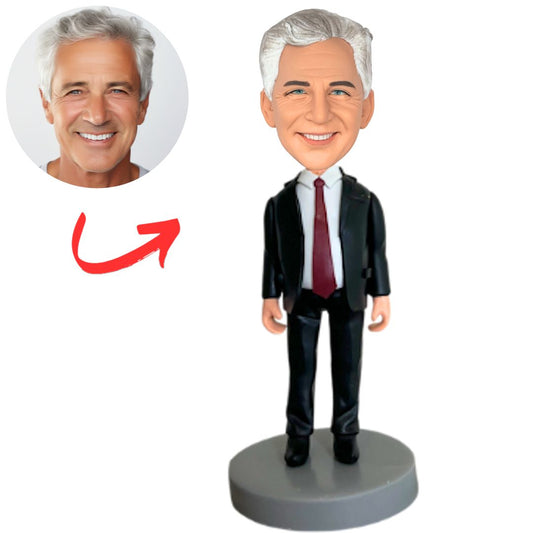 Black Suit Red Tie Business Man Personalized Business Bobbleheads