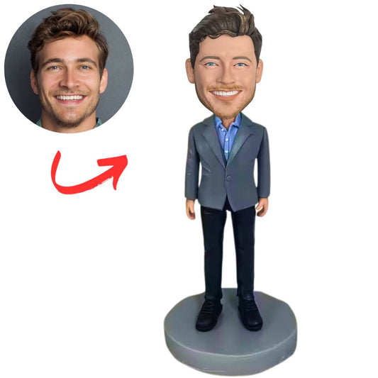 Grey Jacket Businessman Personalized Bobbleheads
