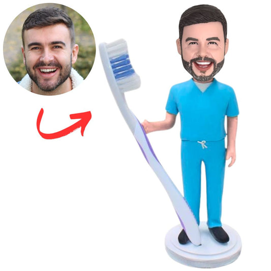 Blue Scrub Dentist Personalized Doctor Bobble Heads