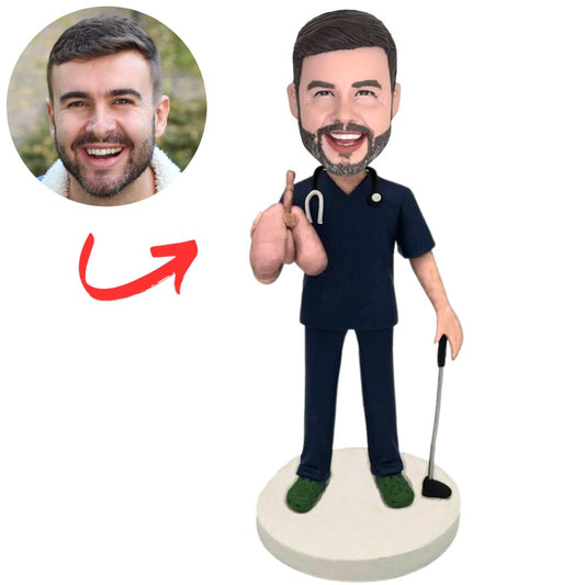 Male Doctor Holding Lungs Personalized Doctor Bobbleheads