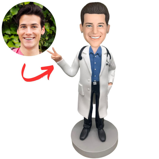 Happy Male Doctor Personalized Bobble Head