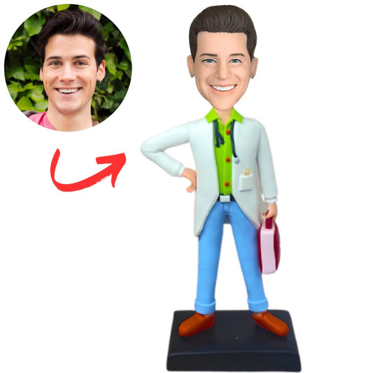 Male Doctor Holding Medical Box Custom Bobbleheads