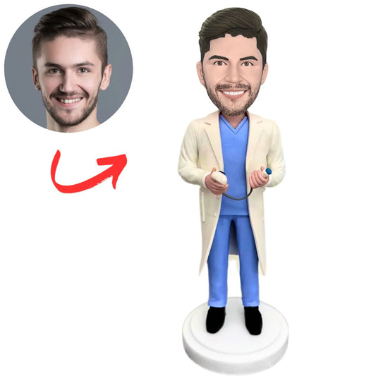 Male Doctor Holding Medical Equipment Custom Bobbleheads