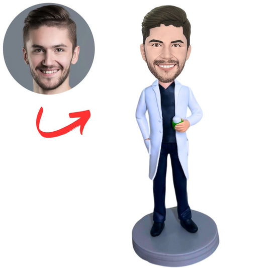 Emergency Room Doctor Holding Medicine Bottle Custom Bobbleheads