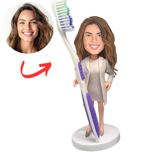 Personalized Bobble Heads Female Dentist in White Suit