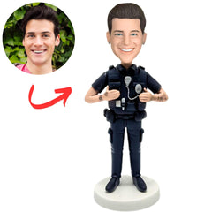 Policeman in Dark Blue Uniform Custom Police Bobbleheads