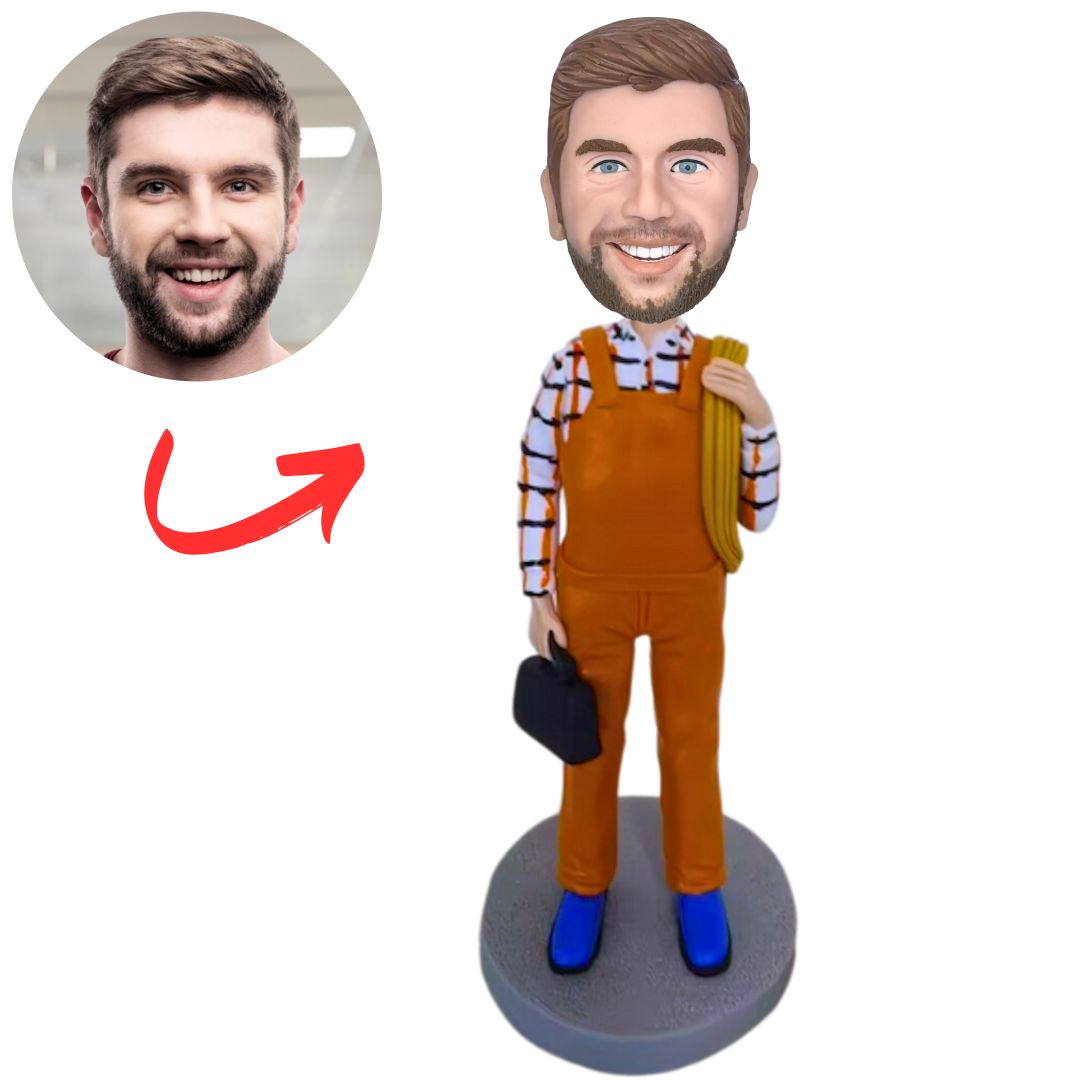 Electrical Engineer Holding Wires Custom Bobbleheads