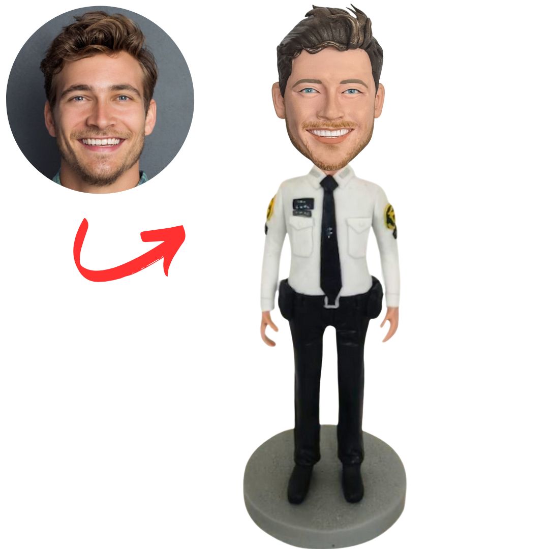 White Shirt Cool Police Personalized Bobbleheads