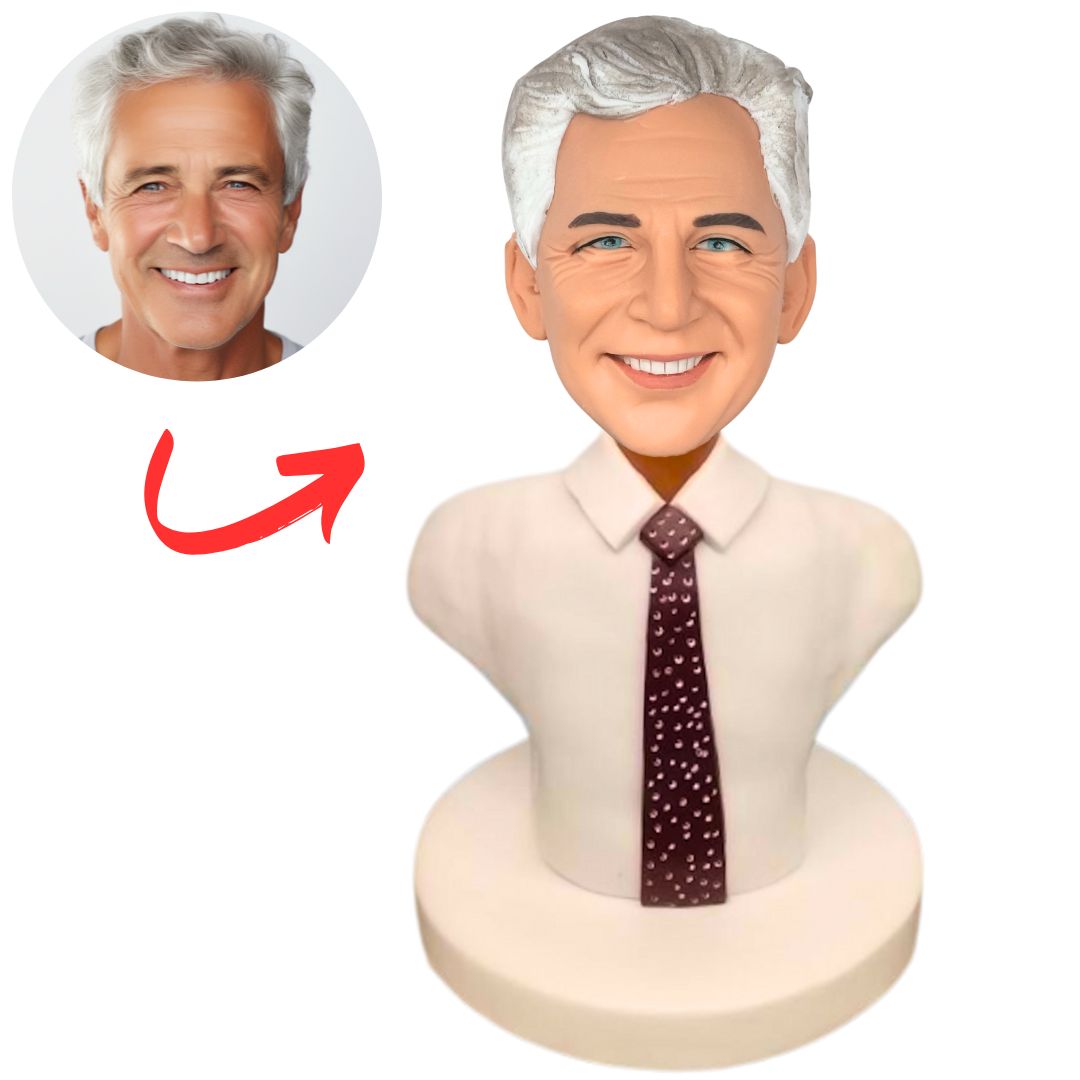 White Shirt Business Man Bust Custom Bobbleheads