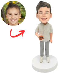 Child Holding a Hamburger Custom Kid Bobbleheads