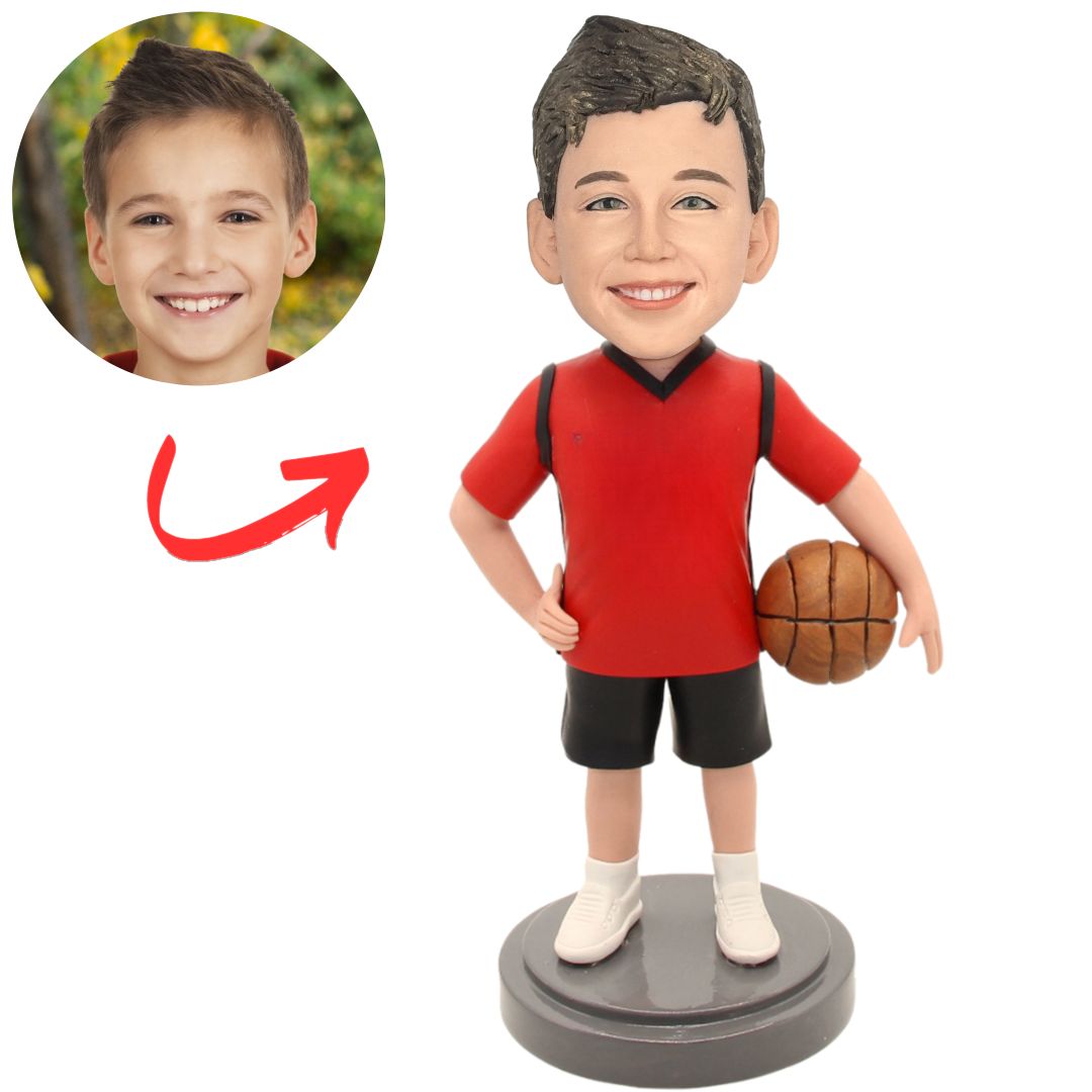 Red Shirt Basketball Boy Custom Bobbleheads