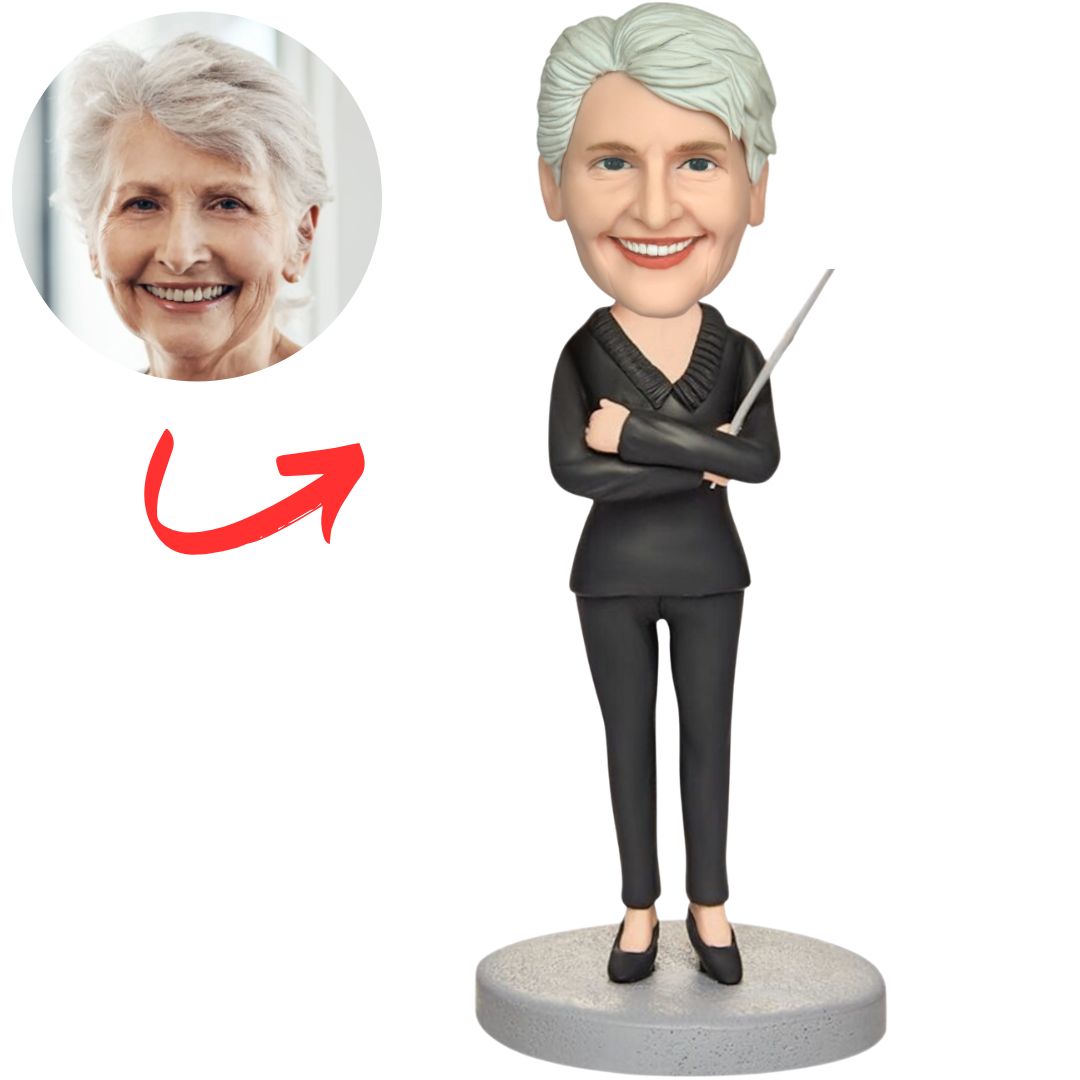 Female Teacher Holding Pointer Custom Bobbleheads