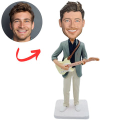 Man Playing Electric Guitar Custom Bobbleheads