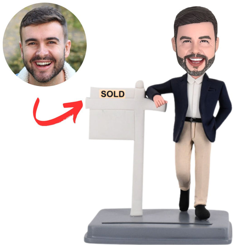 Bobbleheads Gifts Real Estate Agent SOLD Sign Edition Custom Bobbleheads