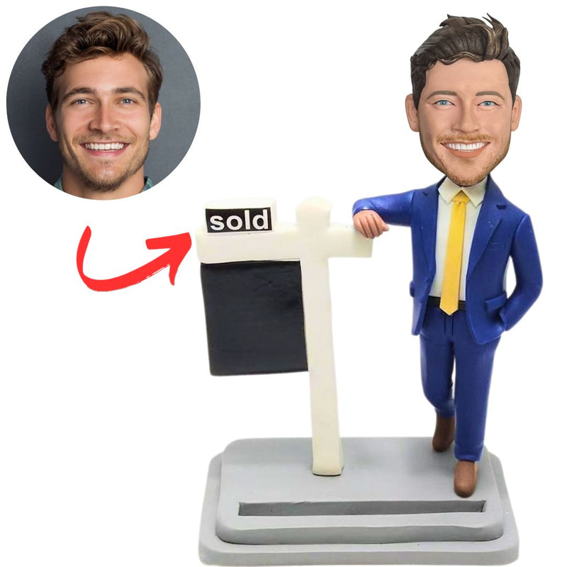 Bobbleheads Gifts Real Estate Agent And Card Holder Base Custom Bobbleheads