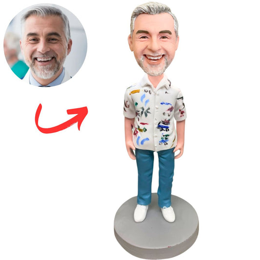 Man Wearing Hawaiian Shirt Custom Bobbleheads