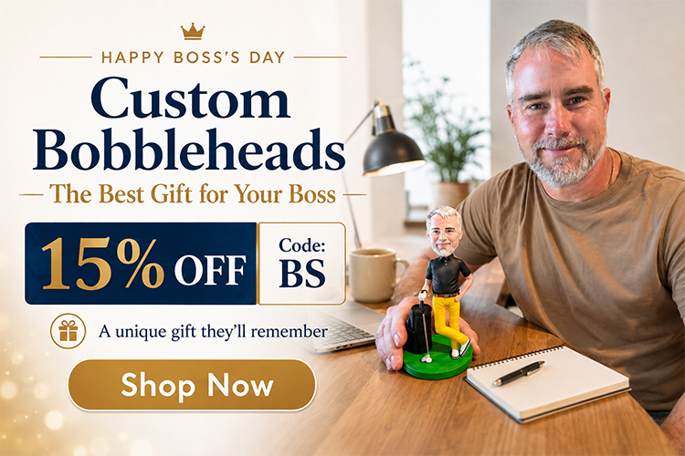 Happy Boss's Day — custom bobblehead, the best gift for your boss. 15% off with code BS